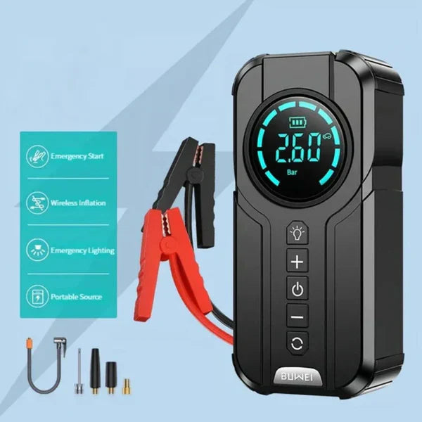 ꜱᴍᴀʀᴛʜᴀᴠᴇɴ™Jump Starter With Air Pump هيكساليفينغ™ جهاز تشغيل البطارية مع منفاخ هواء